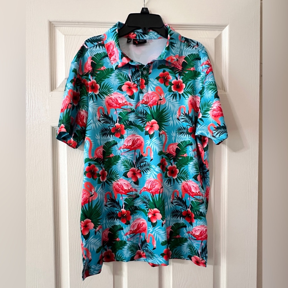 Yatta Golf Polo Men’s size S flamingo print